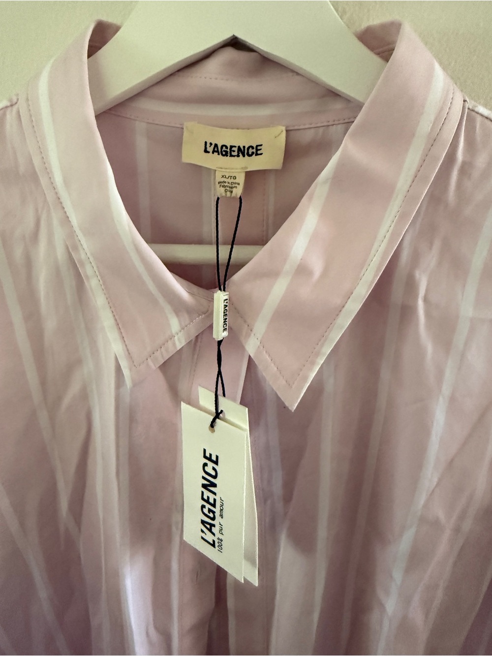 L’AGENCE stripe poplin shirt with open back